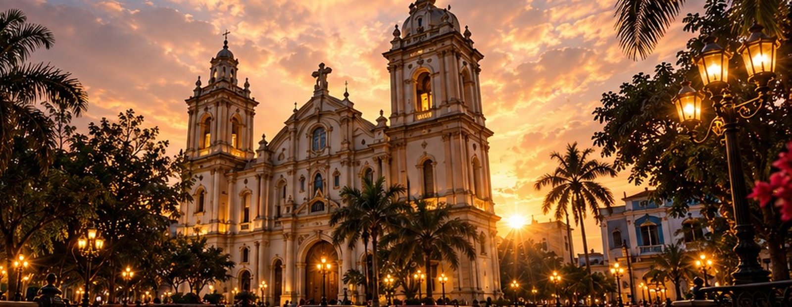 Imagen ilustrativa de una catedral al atardecer